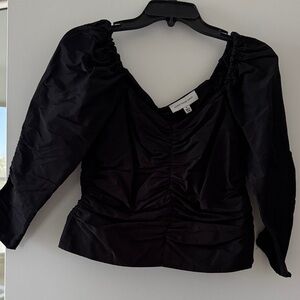 Something Navy Black Ruched Blouse